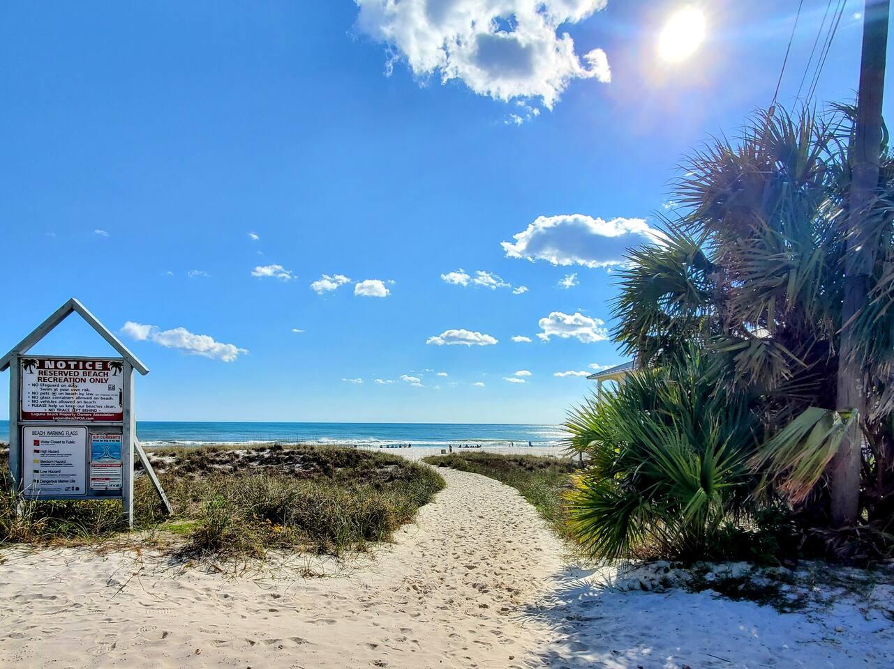 Beach access is just a short walk from the house.